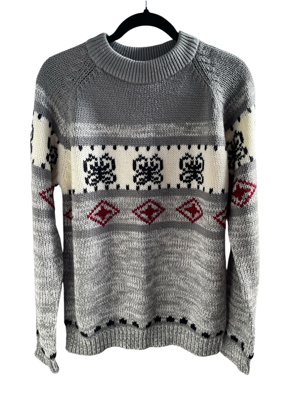 Vintage National Shirt Alpine Collection Gray Geometric Knit Ski Sweater XL